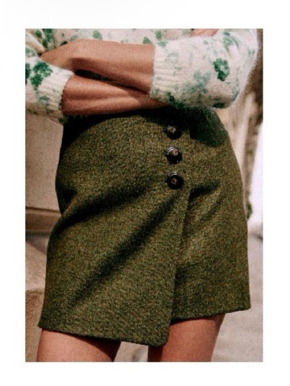 Sezane Peter Skirt in Khaki Green